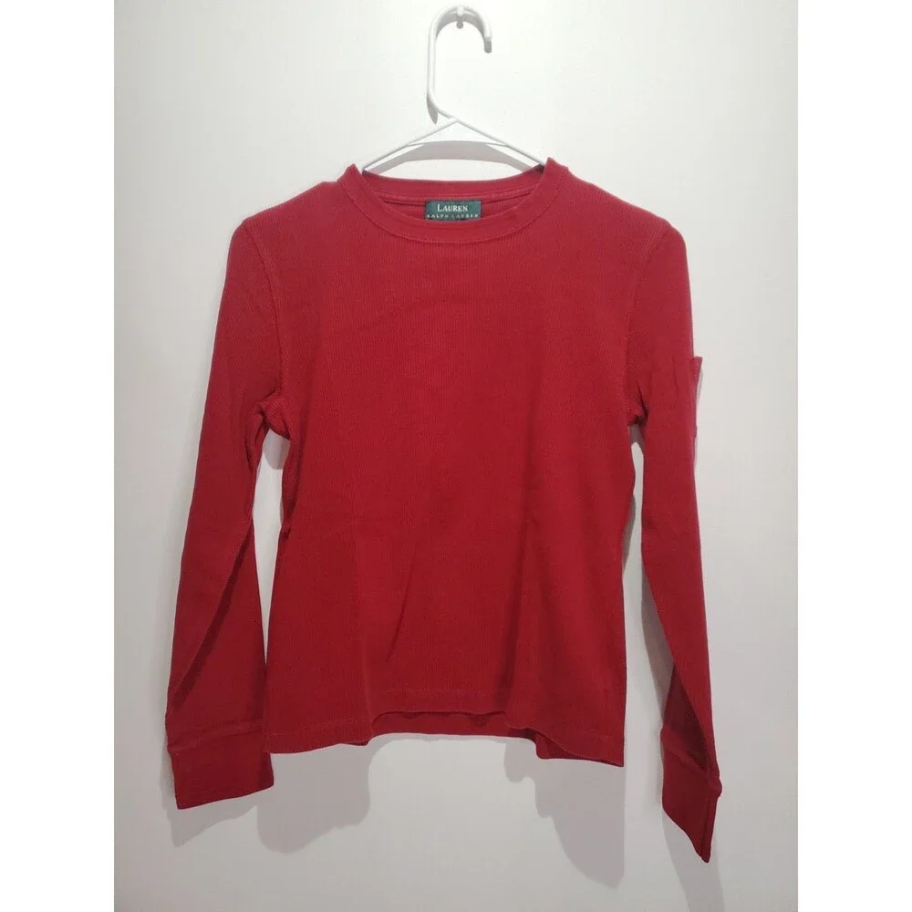 Lauren Ralph Lauren Women's‎ Long Sleeve 100% Cotton Sweater, Small, Red